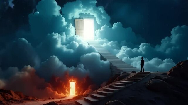 The choice between Jesus and the Devil, a stairway to heaven or hell
