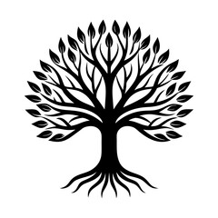 Elegant tree of life vector graphic illustration silhouette