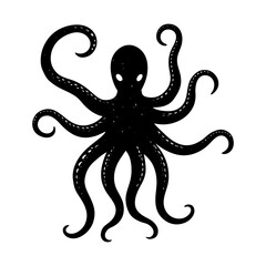 Obraz premium Stylized vector graphic of a mysterious octopus silhouette