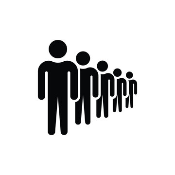 People in diagonal queue formation icon silhouette style