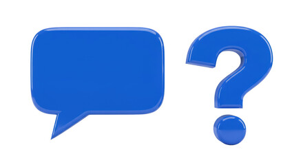 Isolated Blue Speech Bubble and Question Mark Duo