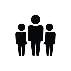 Silhouette family group icon with adults and children in simple design