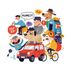 Diverse Cartoon Character Illustrations Set