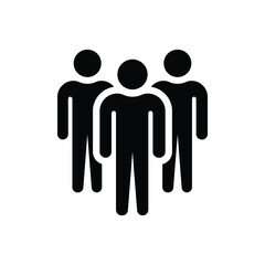 Silhouette icon of three men group in straight line