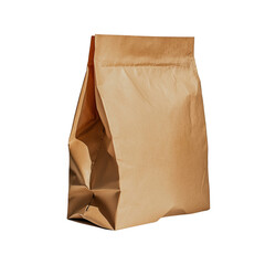 Brown paper bag on transparent background product photography studio minimalist view
