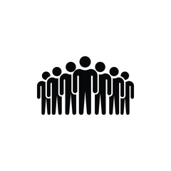 Silhouette of large group of Seven people standing in row