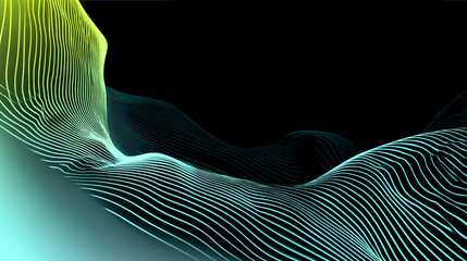 Modern abstract sport-themed poster with neon line waves moving in perspective, stylish high-contrast design for contemporary cover templates and advertising