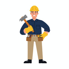 Friendly Construction Worker Cartoon Character