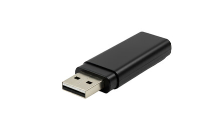Isolated Black USB Flash Drive on White