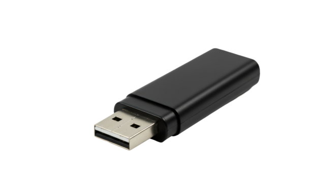 Isolated Black USB Flash Drive on White