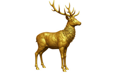 Isolated Golden Deer Statue Symbolizing Wealth and Prosperity