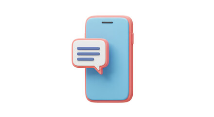 Isolated Mobile Phone with Message Bubble Notification