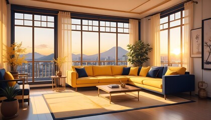 interior modern design room 3d