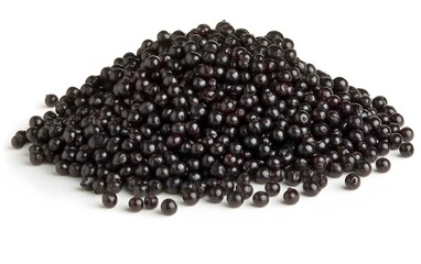 Pile of Fresh Black Elderberries Isolated on White Background