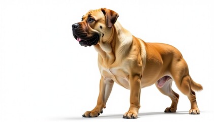 Obraz premium Majestic Mastiff, powerful stance, white background, faithful, powerful, headshot