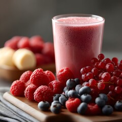 Delicious Berry Smoothie with Raspberries Blueberries and Red Currants