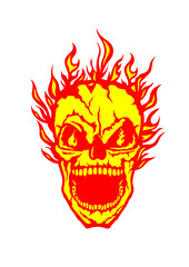 tete de mort flamme feu crane halloween