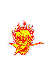 tete de mort flamme guitare electrique rock feu