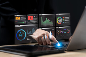 Data analytics automated with AI technology, Financial growth forecasts concept, Businesswomen ...