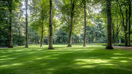 Fototapeta premium Sunlight Filtering Through Trees In Forest
