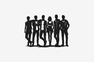 Friends chilling squad silhouette