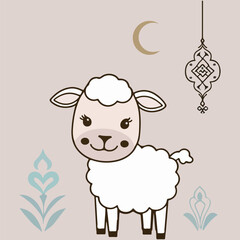 Naklejka premium Eid al-Adha Vector Collection: Cute Sheep and Festive Elements