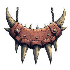 Fototapeta premium Spiked Leather Necklace: A striking and edgy illustration of a necklace, crafted from leather and studded with sharp spikes, depicting a powerful and dangerous symbol.