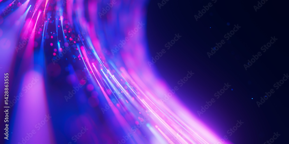Poster closeup of bigdata light speed flow. abstract digital data stream of quantum computing. cyberspace o