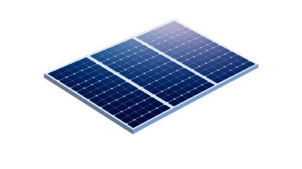 A close up view of a solar panel array isolated on transparent background	