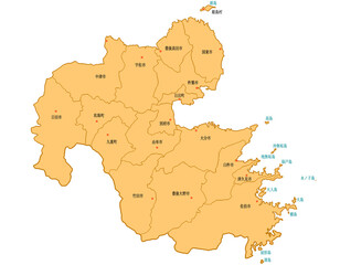 大分県　地図　オレンジ　斑点　イラスト