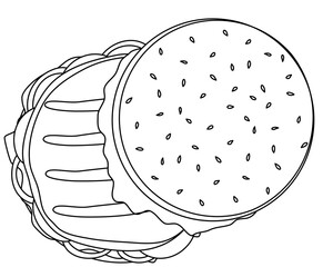 Hand drawn beff burger for picnic illustration