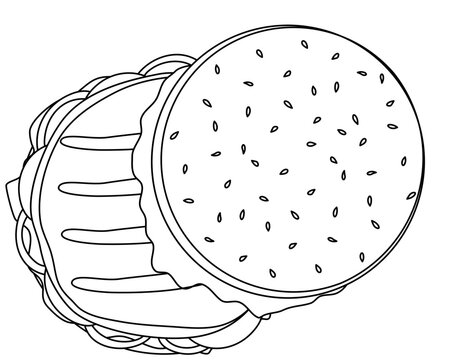 Hand drawn beff burger for picnic illustration