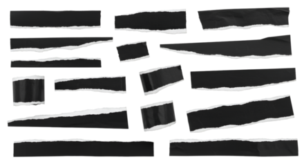 Torn paper strips black white background