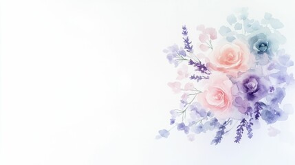 Watercolor painting: pastel flowers, soft background.