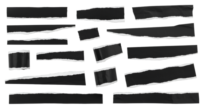 Torn paper strips black white background