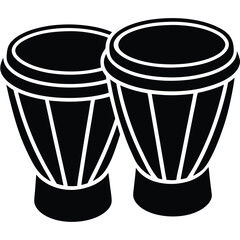 Isolated Black Vector Musician using Element bongos With White Background