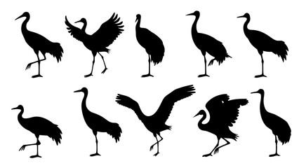 set of sandhill silhouette vector on white background