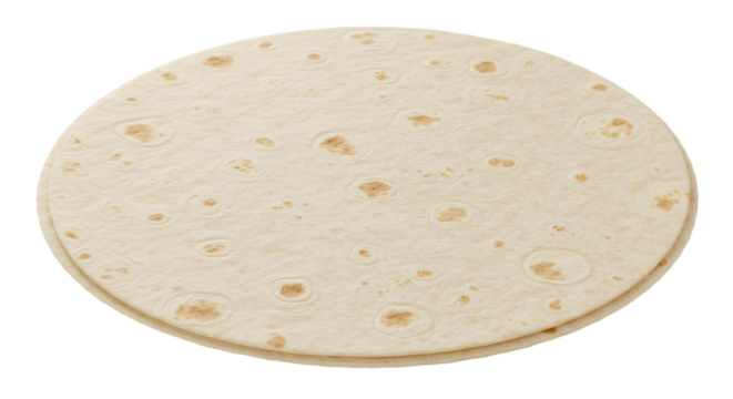 Uncooked round tortilla