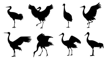 set of sandhill silhouette vector on white background