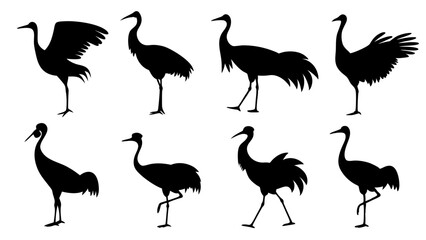 set of sandhill silhouette vector on white background
