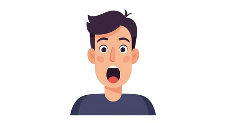 Obraz premium Cartoon character demonstrating surprise with wide eyes and open mouth posture