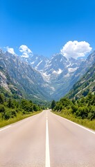 Naklejka premium Scenic mountain road vanishing point