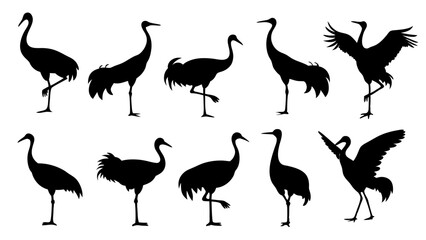 set of sandhill silhouette vector on white background