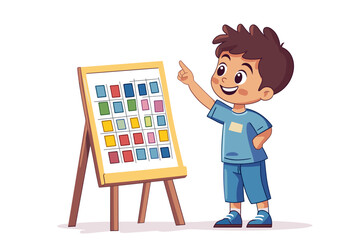 Child learning alphabet from board illustration

