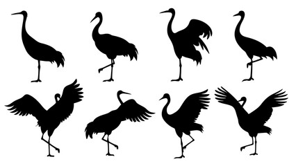 set of sandhill silhouette vector on white background