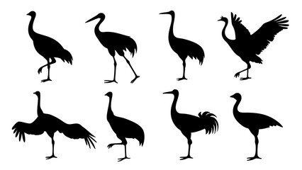 set of sandhill silhouette vector on white background