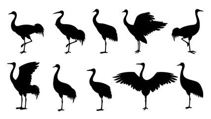 set of sandhill silhouette vector on white background