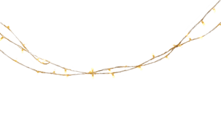 Warm tone string lights against black background