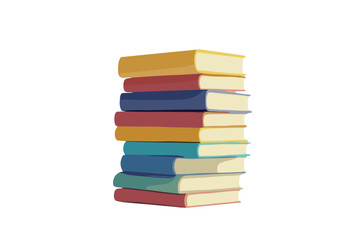 Stack of books in flat style on white background

