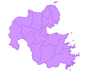 大分県　地図　紫　イラスト